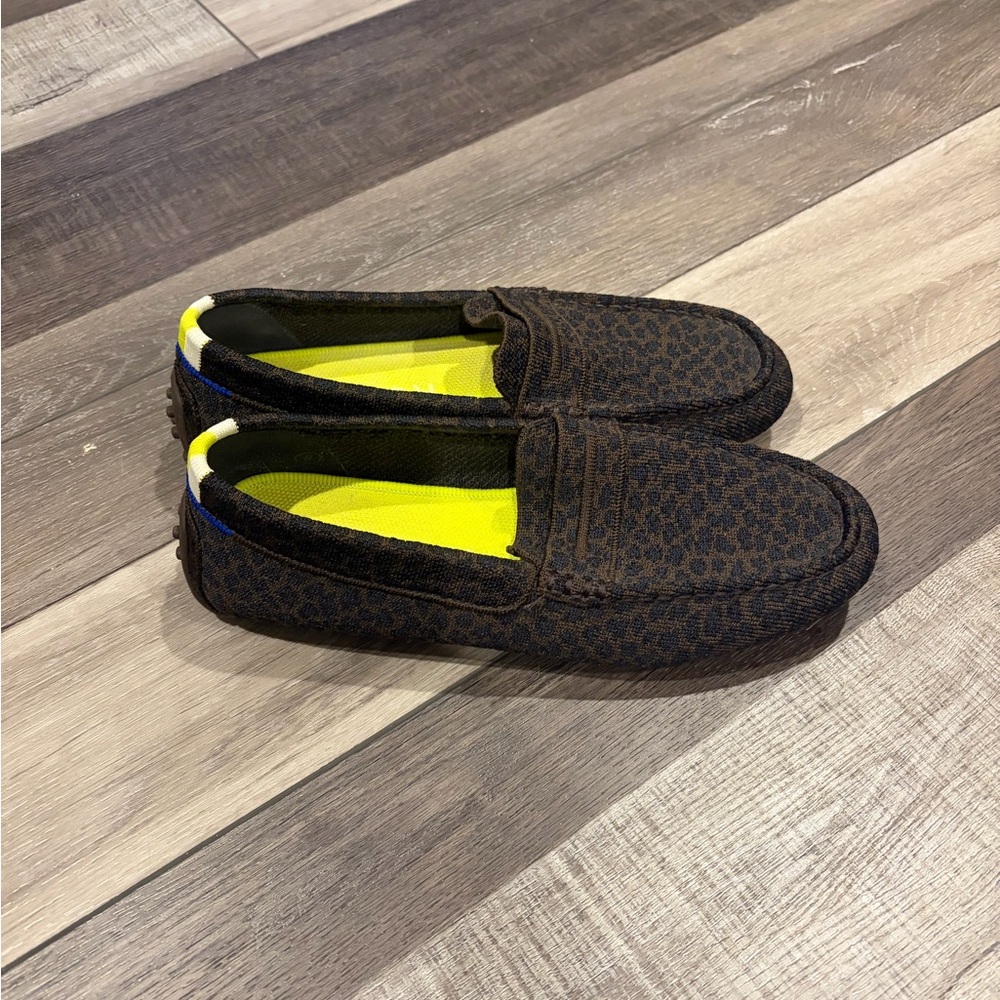 Rothy's Dark Brown leopard print Loafers with Yellow Insole and detailed back - Picture 3 of 3